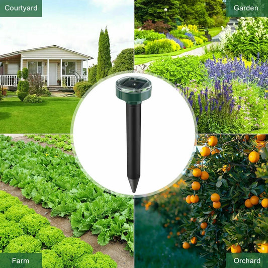 Solar Power Animal Repeller Ultrasonic Mole Pest Cat Mice Rodent Outdoor LED 2PK - ROCKY MOUNTAIN HOMESTEAD 