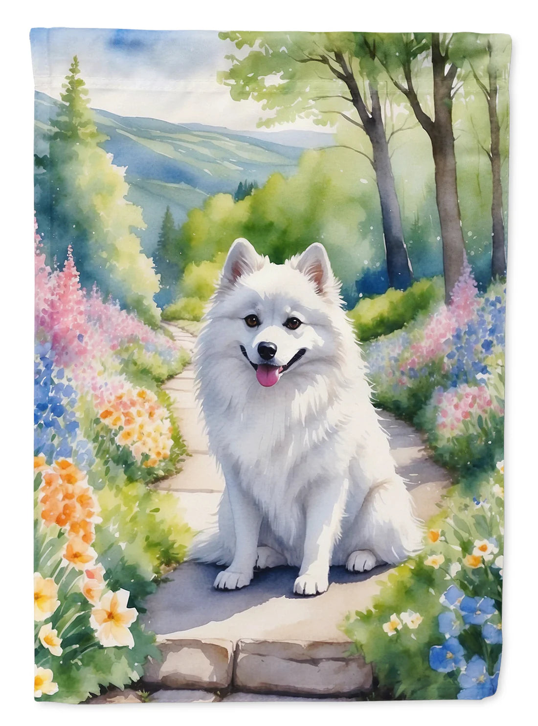 American Eskimo Spring Garden Garden Flag - ROCKY MOUNTAIN HOMESTEAD 