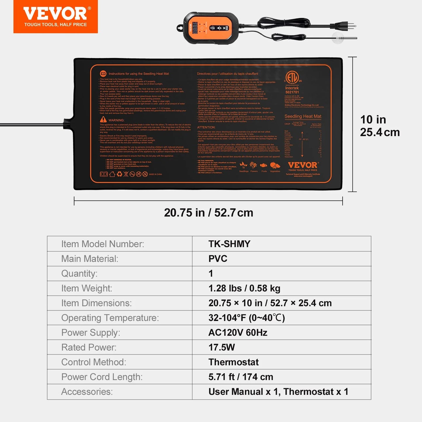 VEVOR Seedling Heat Mat W/ Digital Thermostat - ROCKY MOUNTAIN HOMESTEAD 
