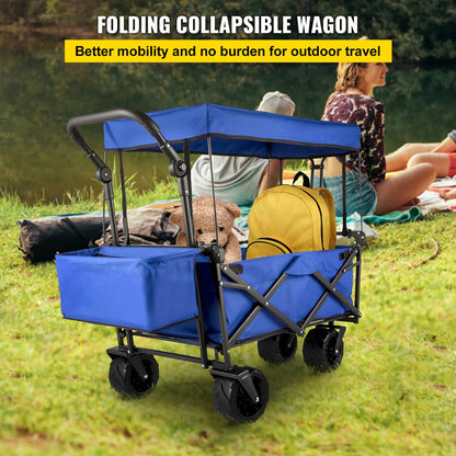 VEVOR Extra Large Collapsible Garden Cart with Removable Canopy "blue" - ROCKY MOUNTAIN HOMESTEAD 