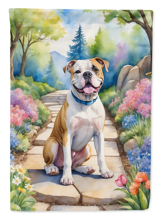 American Bulldog Spring Garden Garden Flag version 1 - ROCKY MOUNTAIN HOMESTEAD 