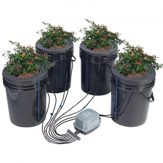 VEVOR DWC Hydroponics Grow System Deep Water Culture with Top Drip 4 Buckets - ROCKY MOUNTAIN HOMESTEAD 