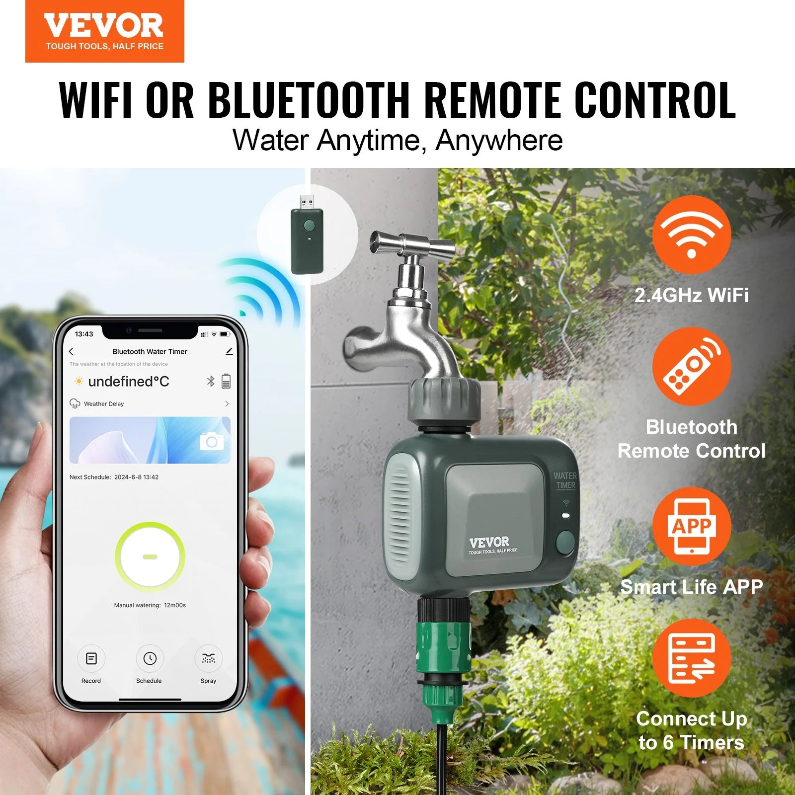 VEVOR Wifi Sprinkler Timer, Single Outlet, Smart Hose valve - ROCKY MOUNTAIN HOMESTEAD 