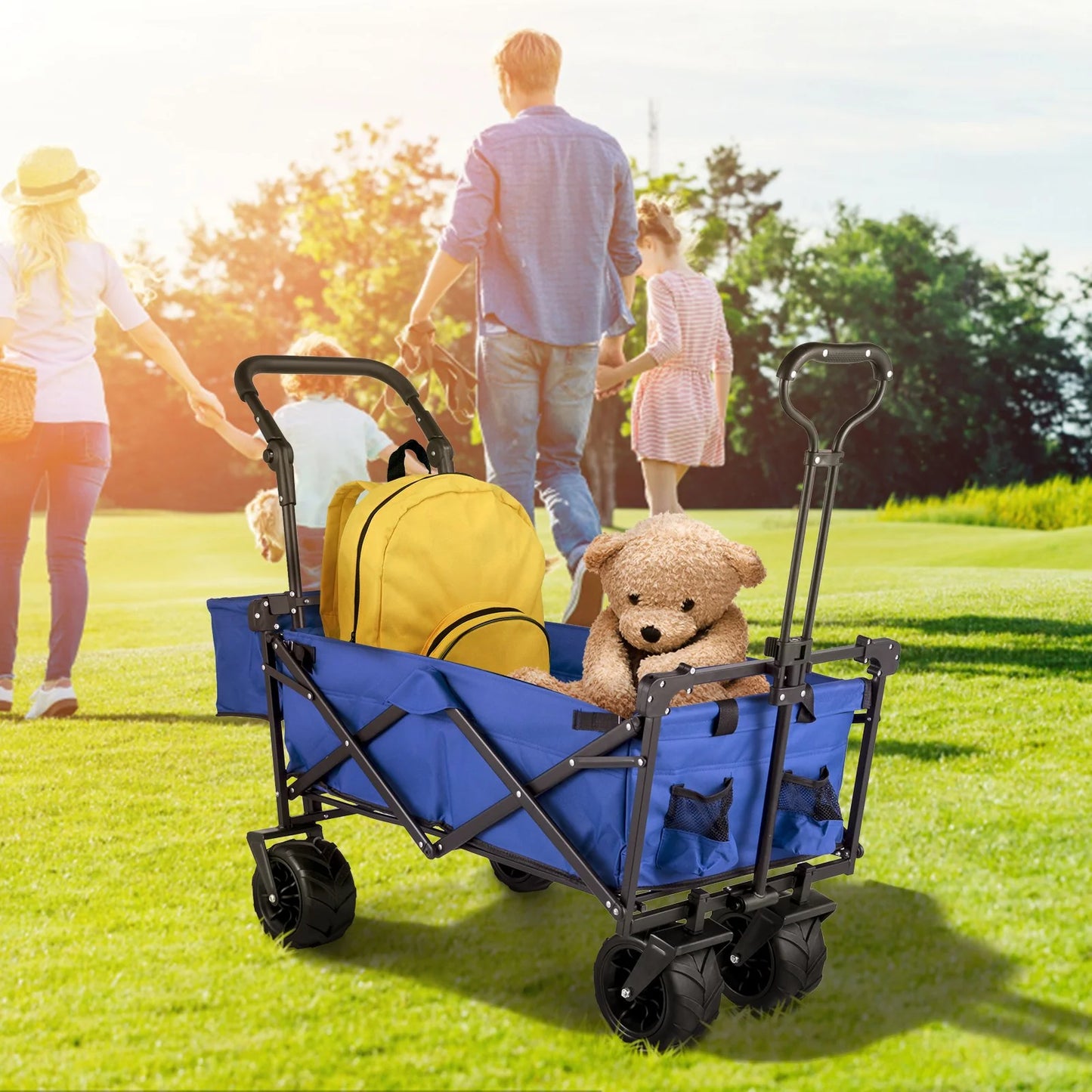 VEVOR Extra Large Collapsible Garden Cart with Removable Canopy "blue" - ROCKY MOUNTAIN HOMESTEAD 